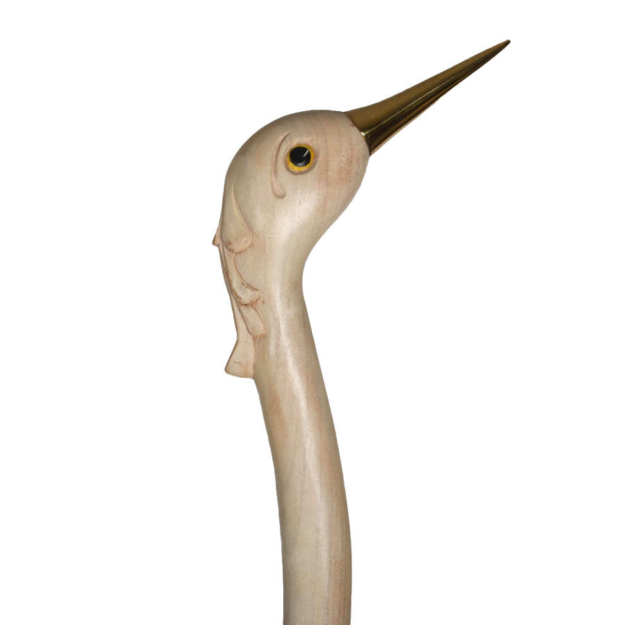 Pair of Oversized Carved Wood Crane Decorative Sculptures-6