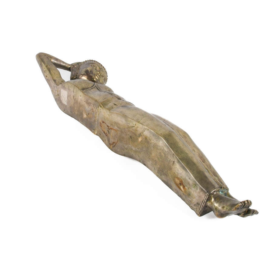 Large Brass Lounging Buddha Statue-8