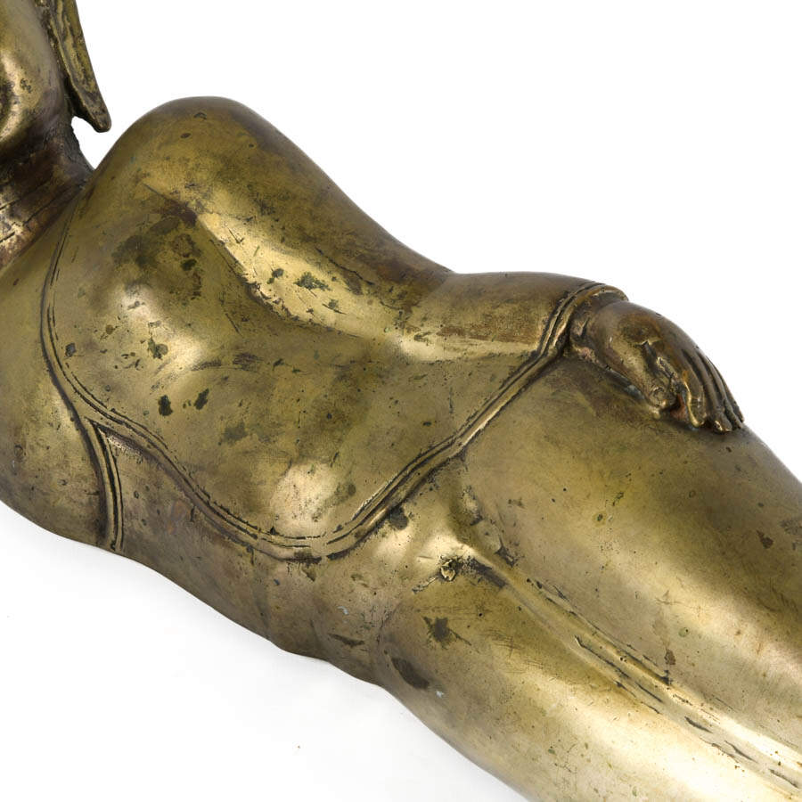 Large Brass Lounging Buddha Statue-4