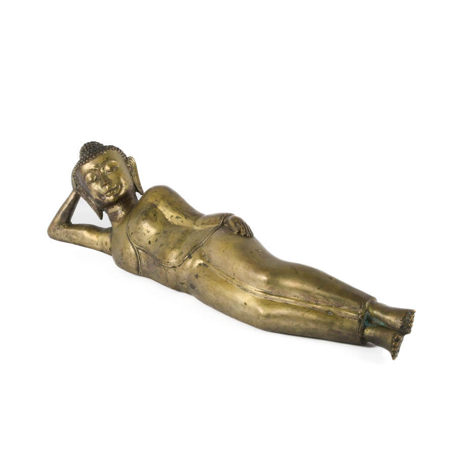 Large Brass Lounging Buddha Statue-2