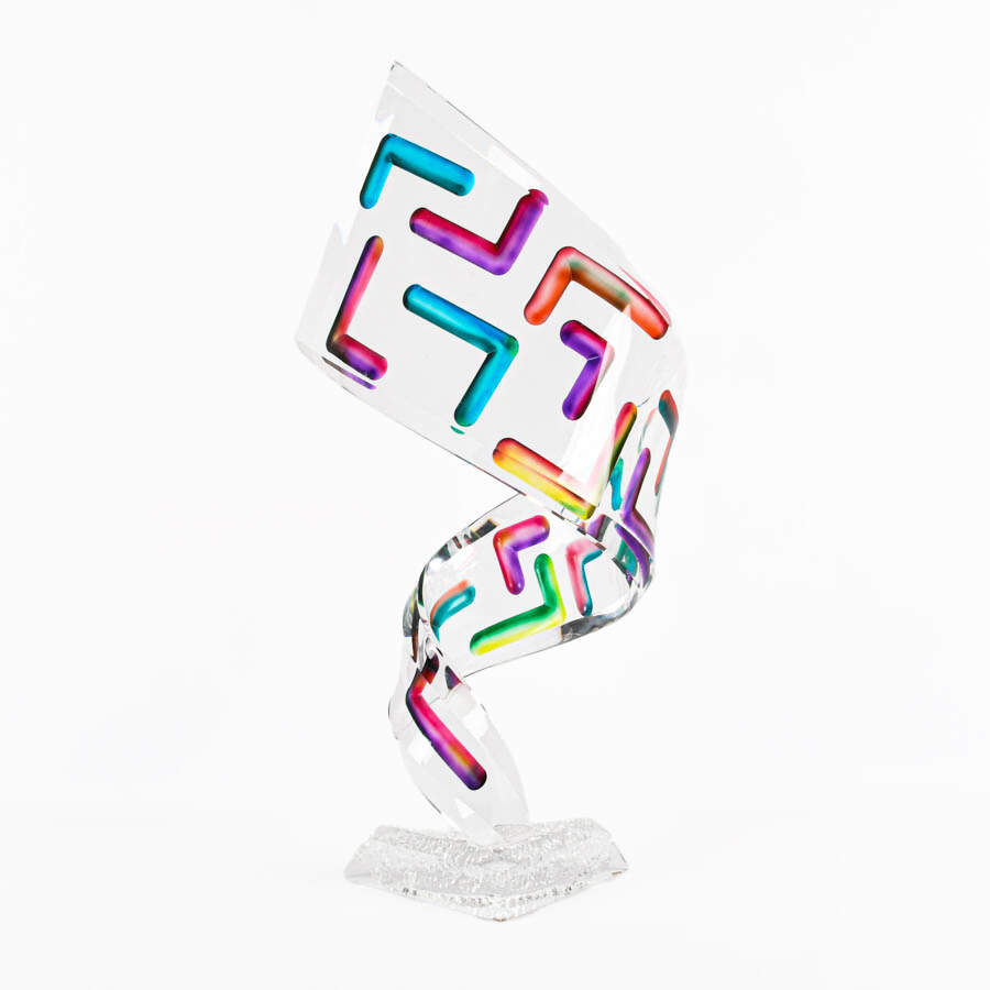 R. Barrot "Right We Are" Limited-Edition Lucite Abstract Spiral Sculpture-2