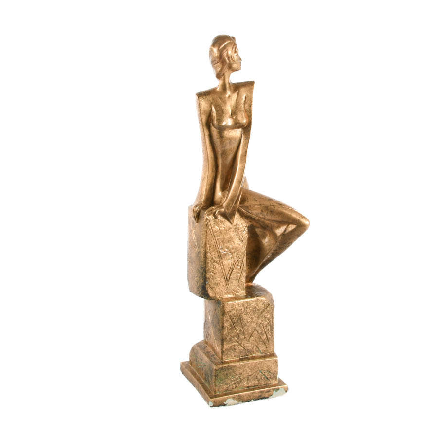 Gilded Statue of a Seated Lady-8