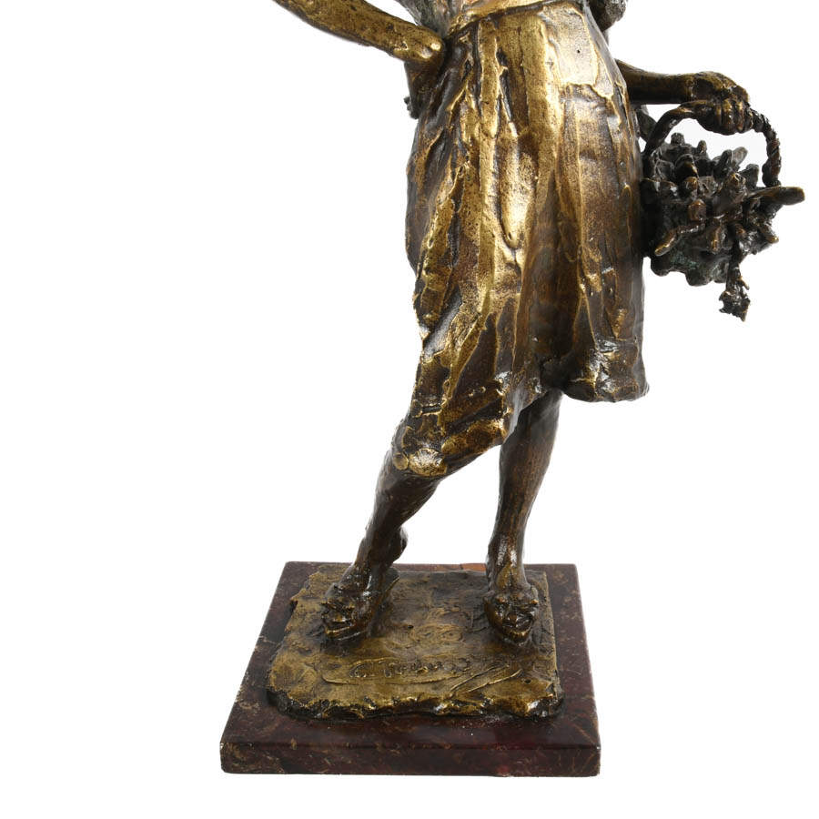 "The Flower Girl" Bronze Sculpture by Carlos Peduzzi-4