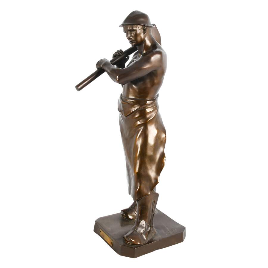 Bronzed Metal Worker Sculpture After Wilhelm Zwick-4