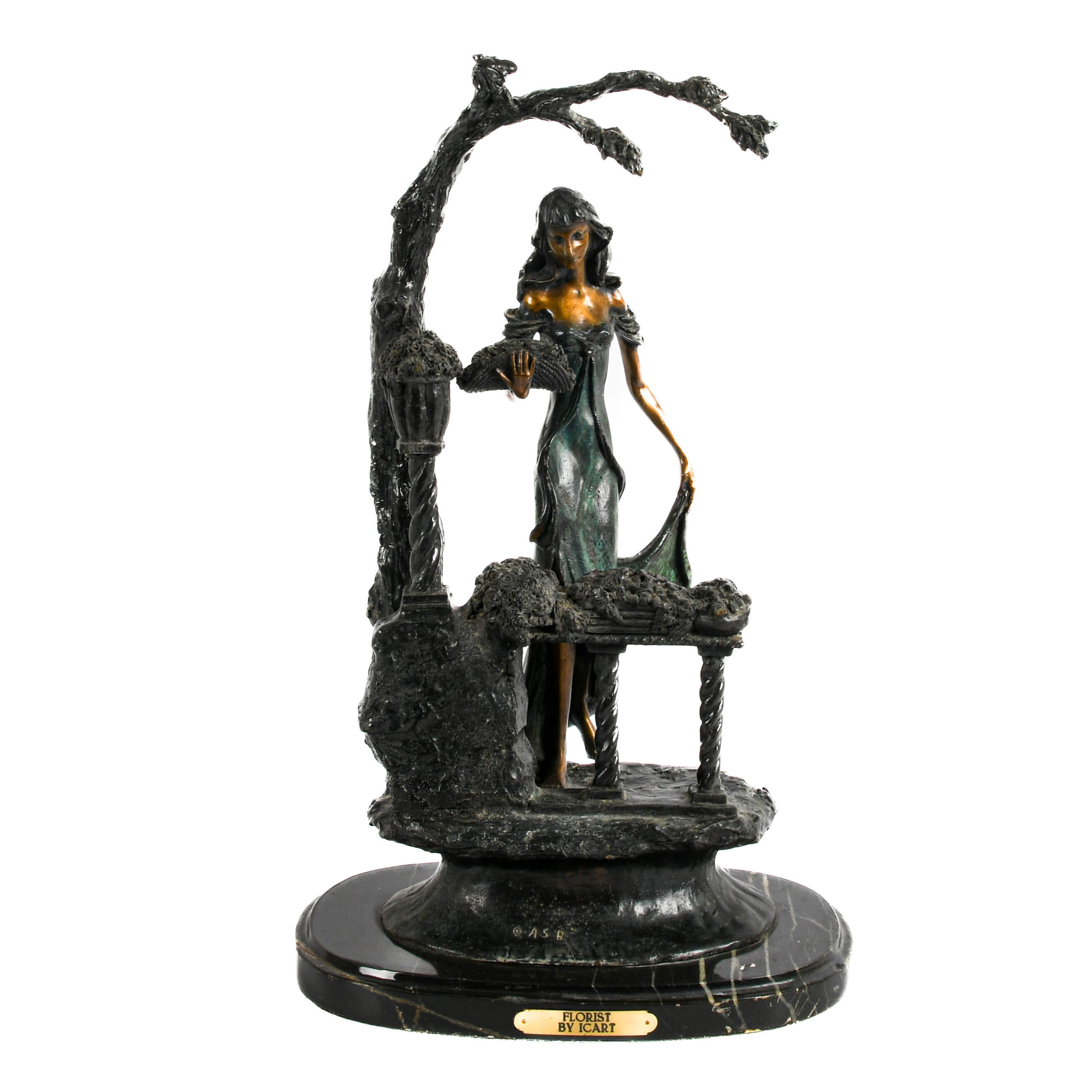 Signed and Numbered Bronze Statue "The Florist" After Louis Icart-1
