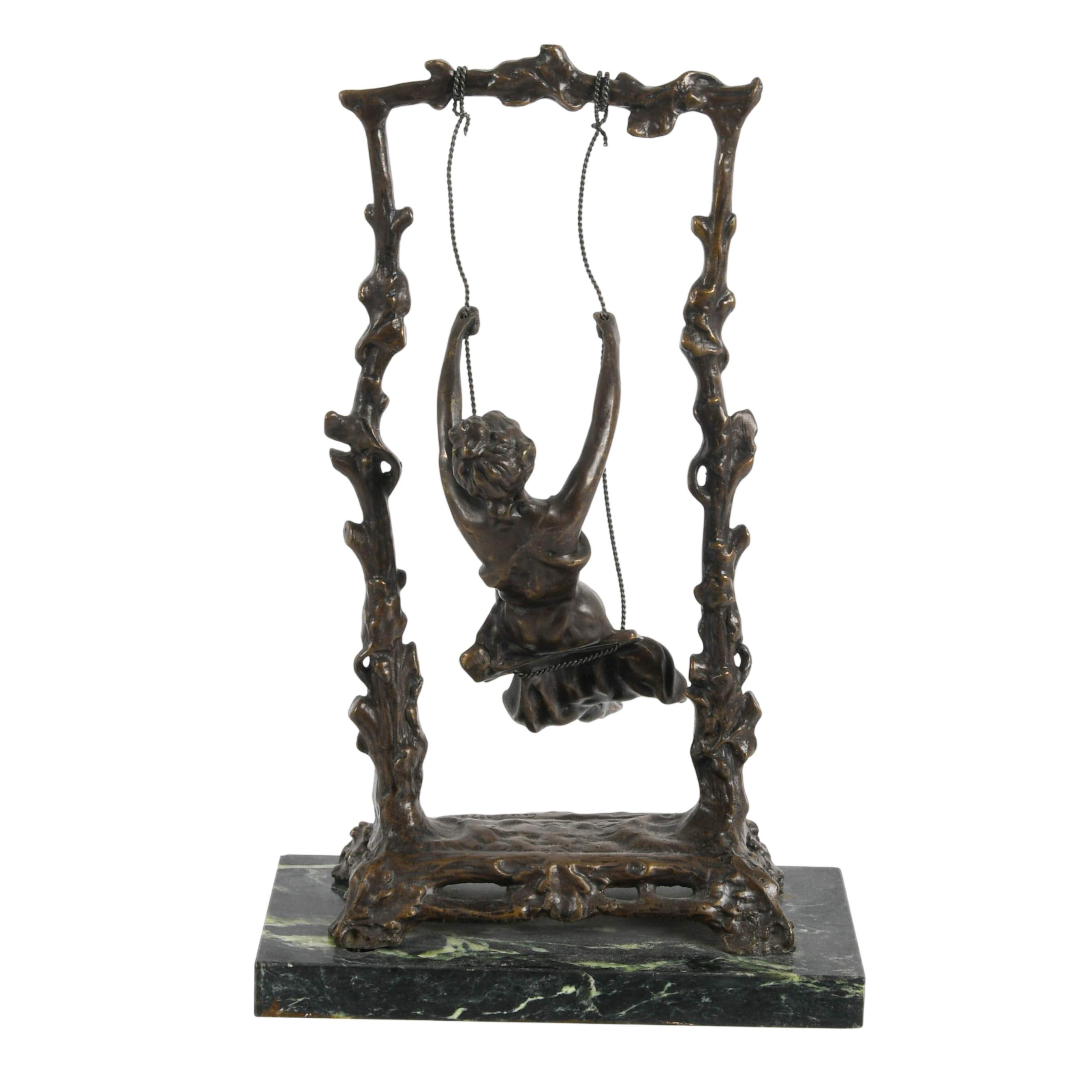 Bronze Sculpture "Woman on a Swing" by After Ava Moreau-5