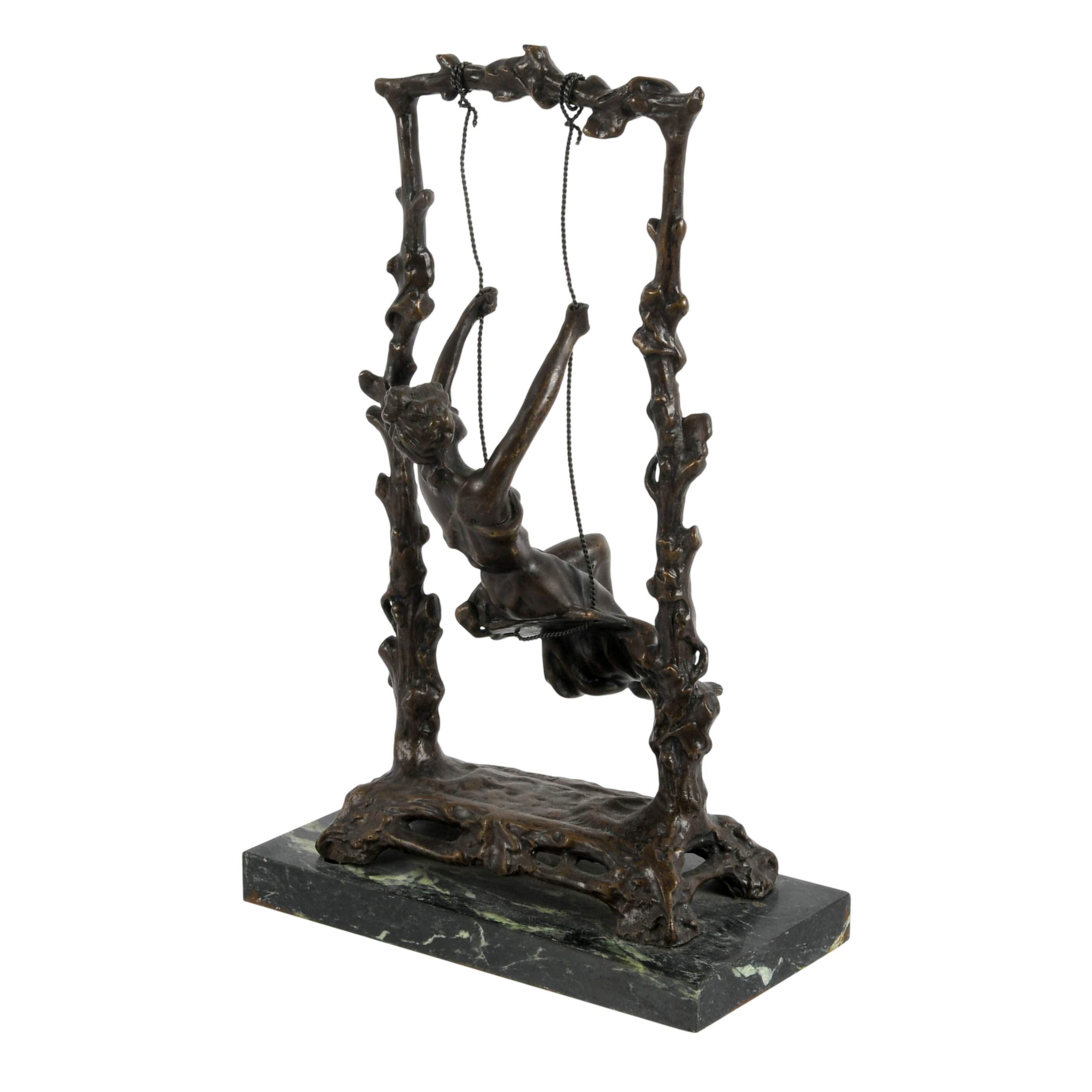 Bronze Sculpture "Woman on a Swing" by After Ava Moreau-4