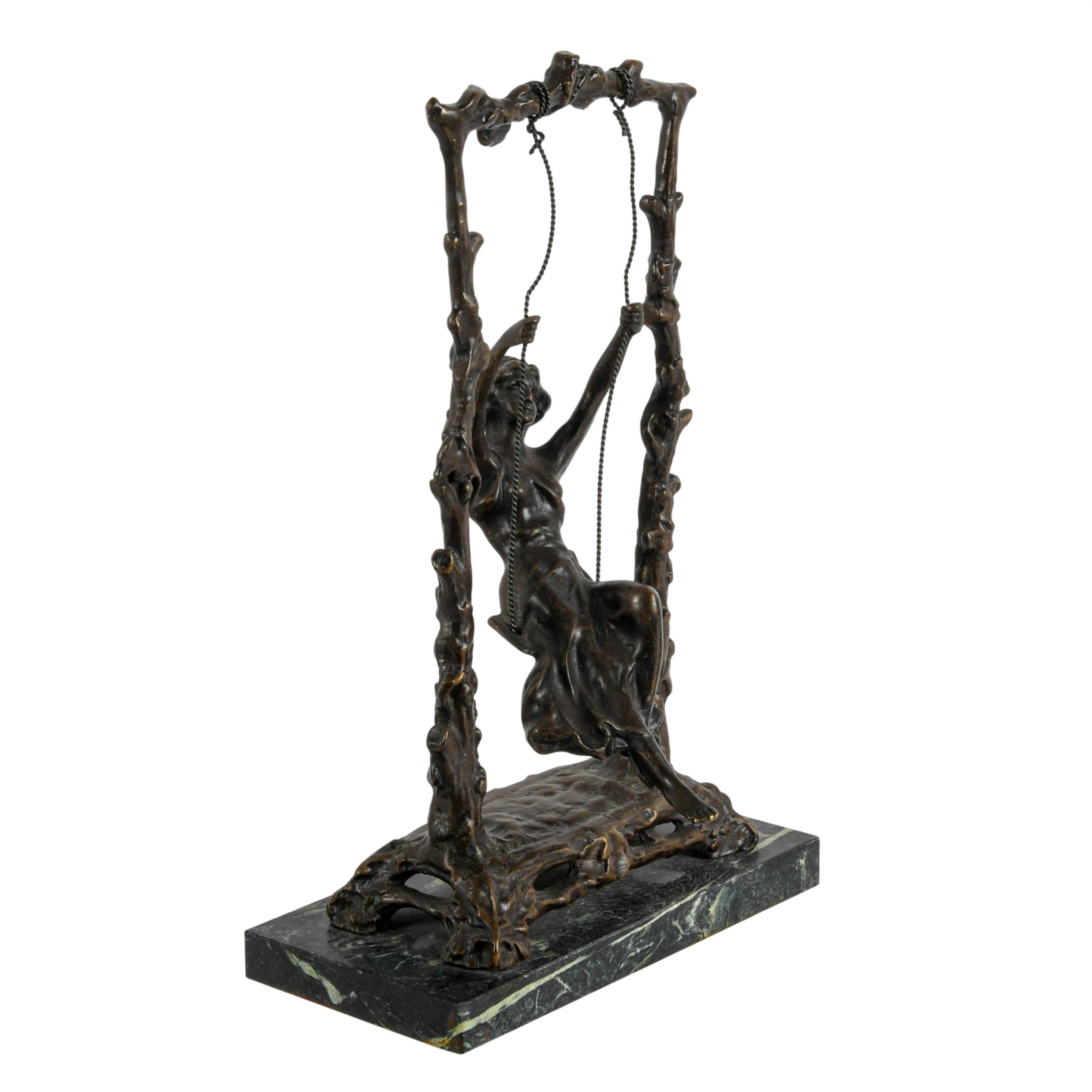 Bronze Sculpture "Woman on a Swing" by After Ava Moreau-3