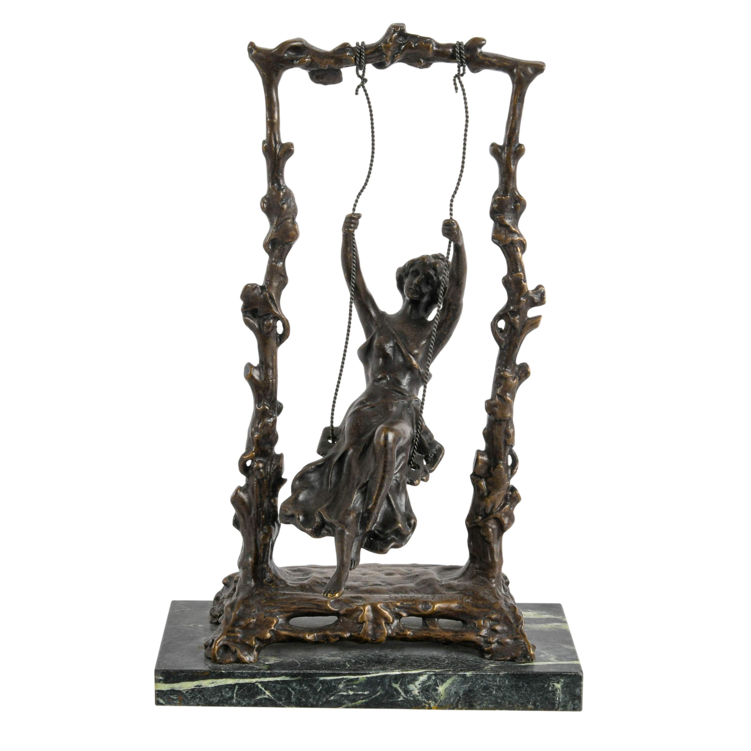 Bronze Sculpture "Woman on a Swing" by After Ava Moreau-1