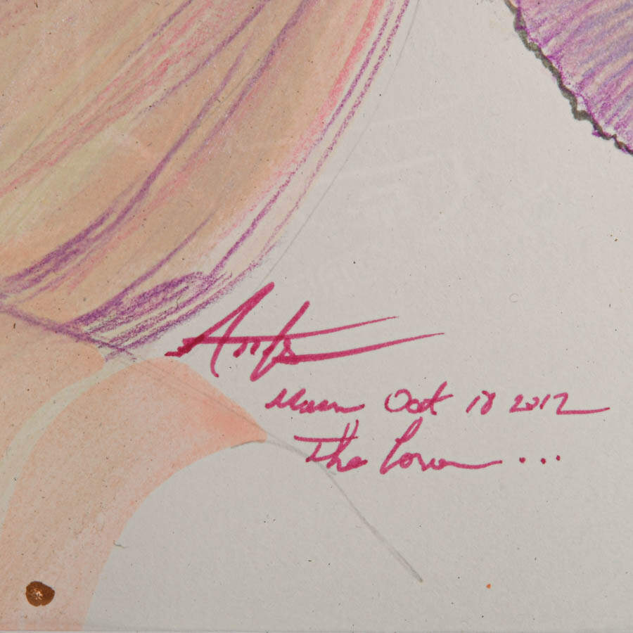 Framed "The Lover" Mixed-Media on Paper by Attila Lakatoush October 2012-3