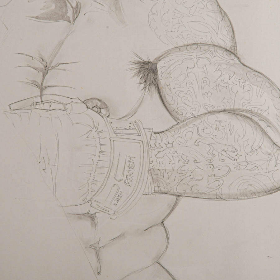 Framed Unfinished Sketch on Paper by Attila Lakatoush-3