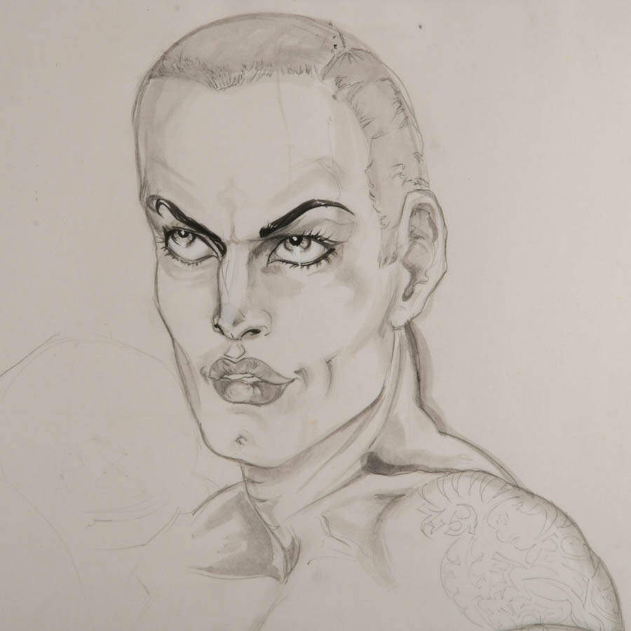 Framed Unfinished Sketch on Paper by Attila Lakatoush-2