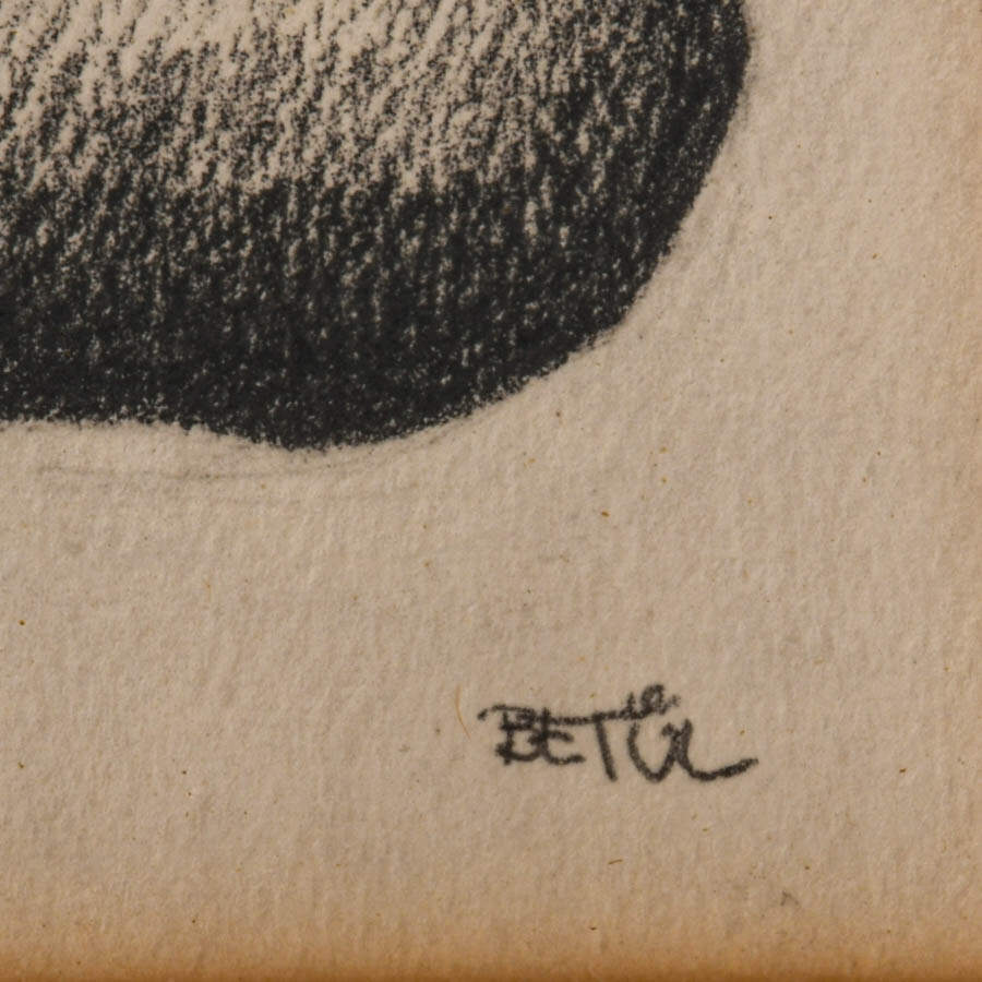 Framed Partial Nude Graphite Drawing on Paper Signed by Betül-5