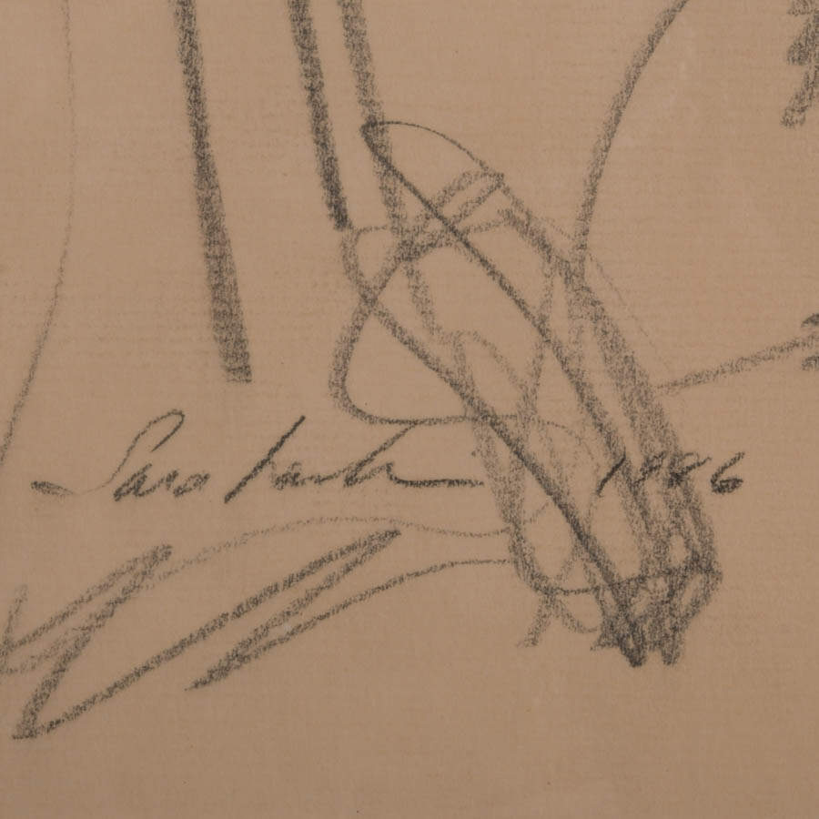 Framed Signed Figurative Modernism Graphite Drawing on Paper-4