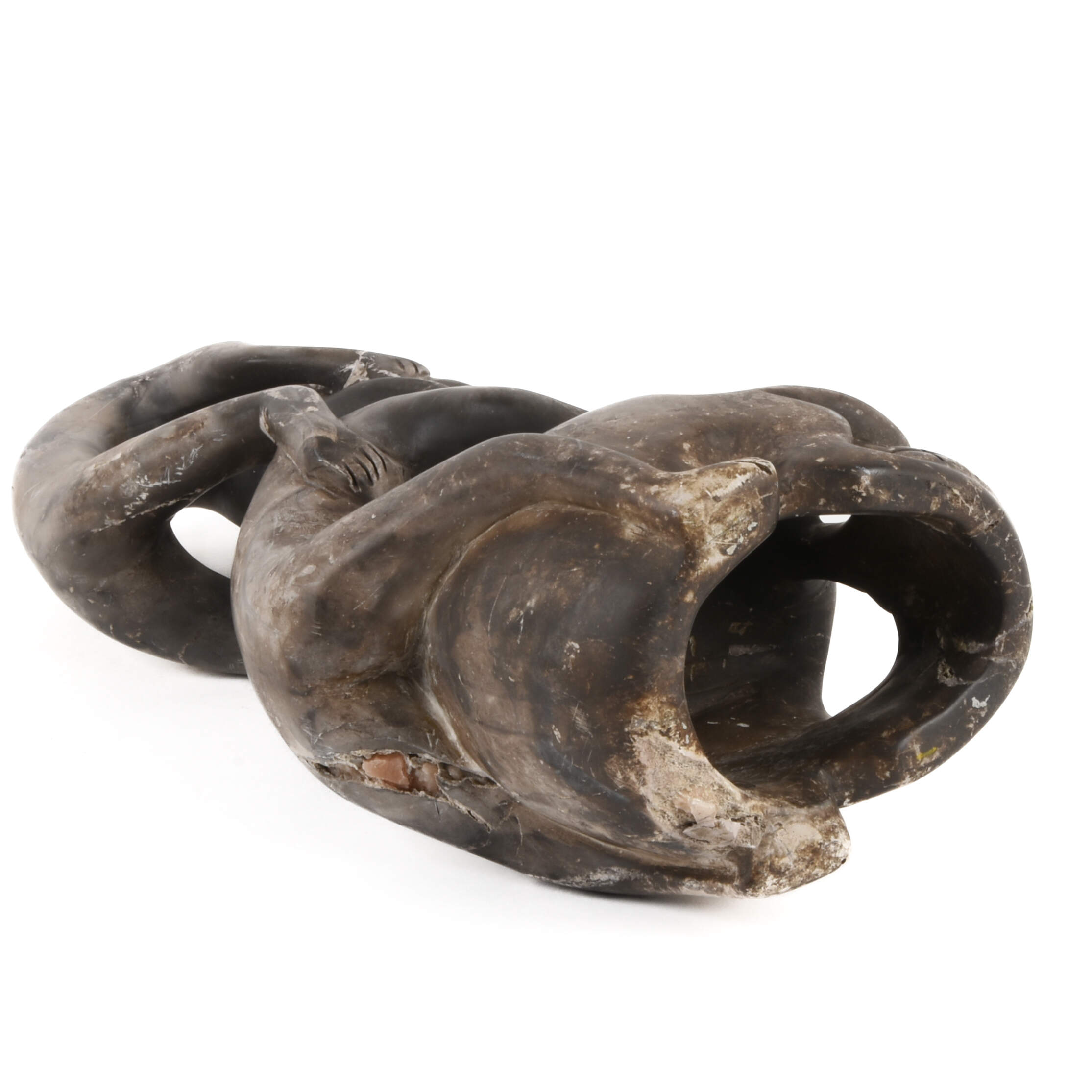 Carved Stone Skull and Lizard Figure-10