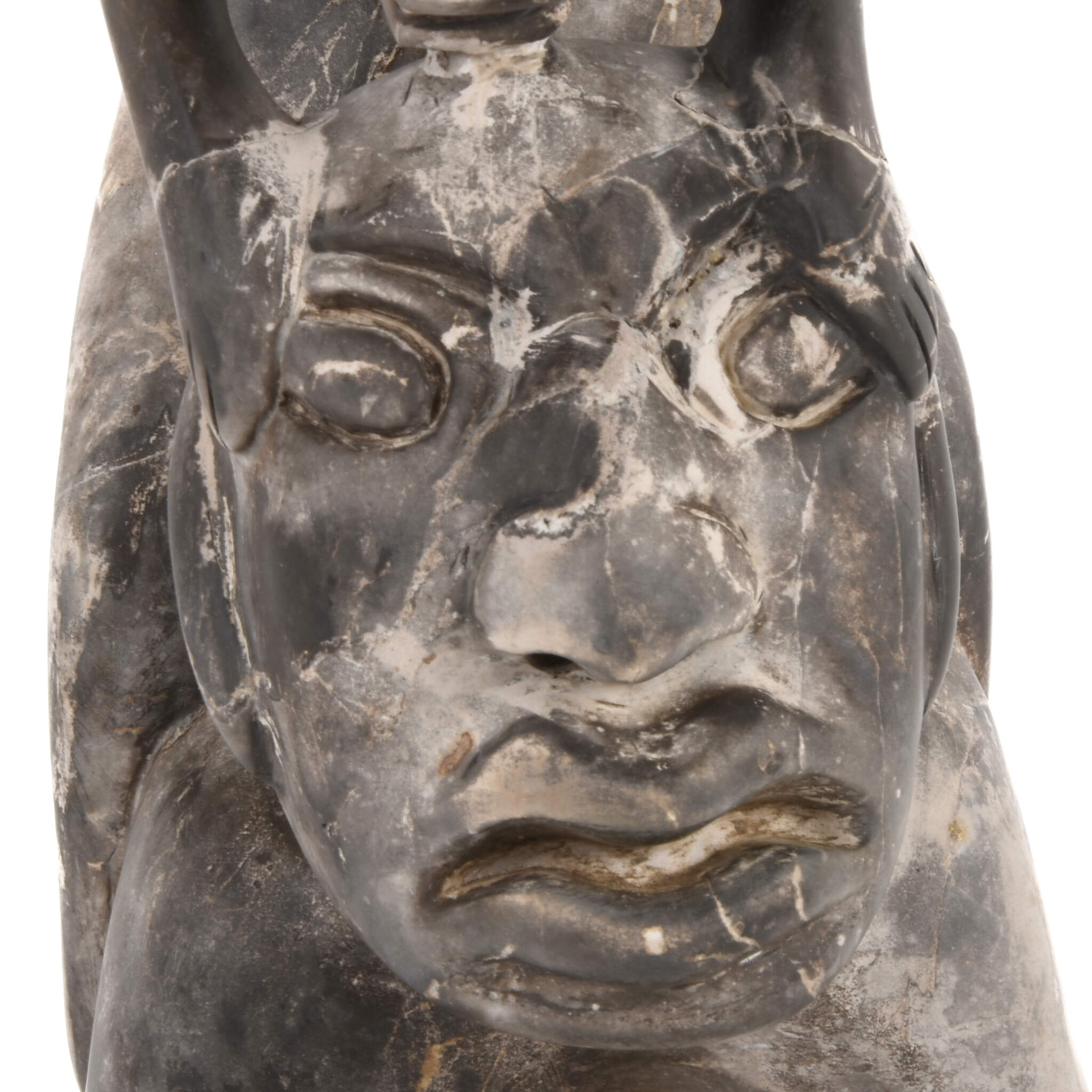 Carved Stone Skull and Lizard Figure-6