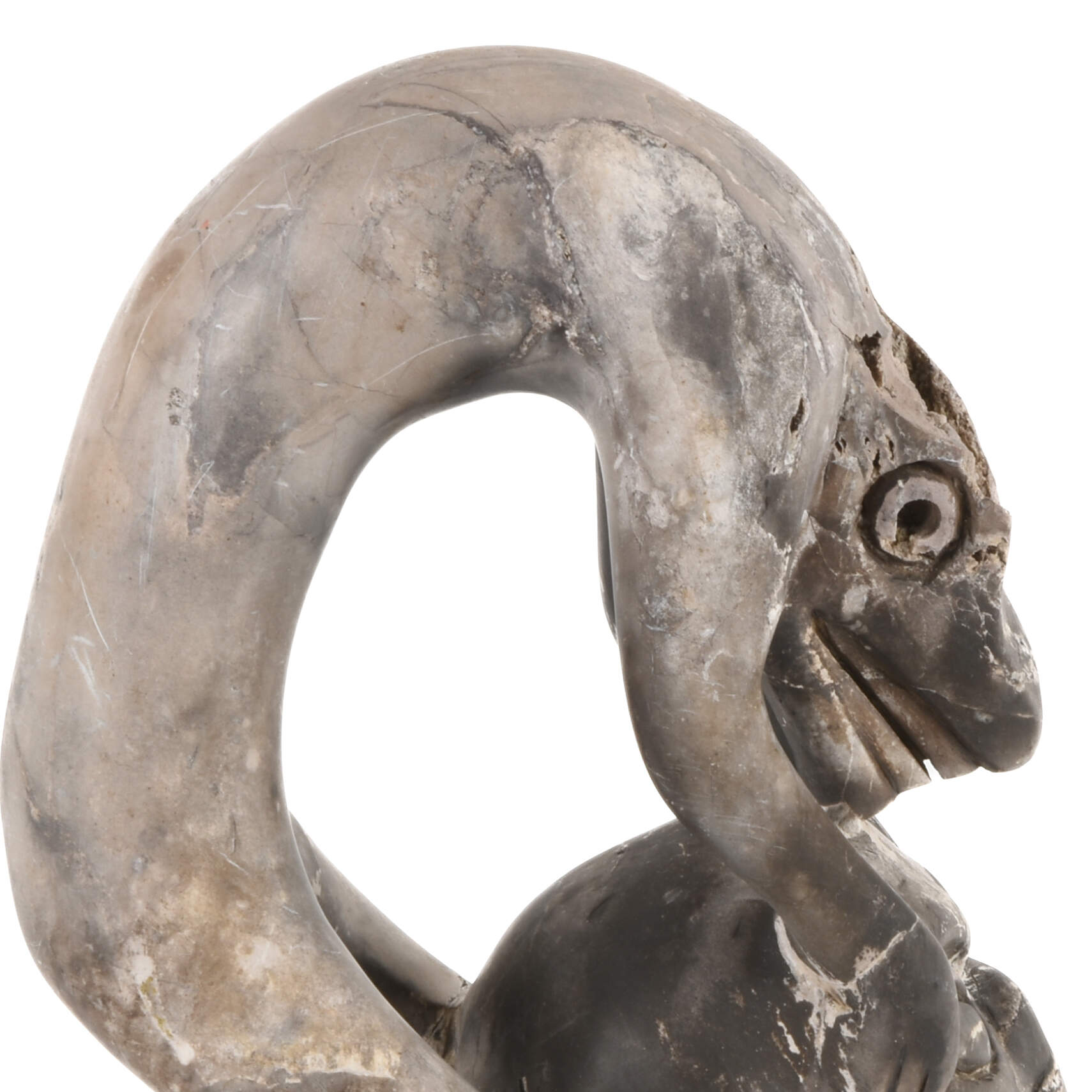 Carved Stone Skull and Lizard Figure-5