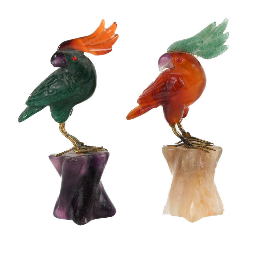 Pair of Birds with Semi-Precious Stones-7