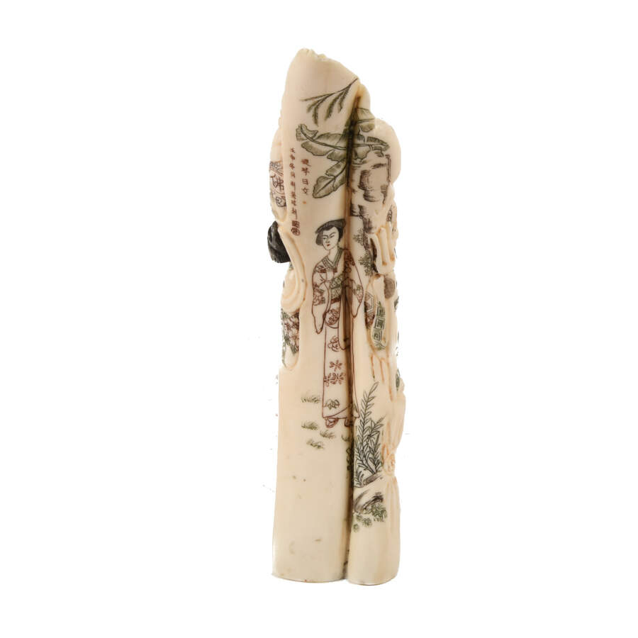 Warthog Tusk Carving with Four Figures-6