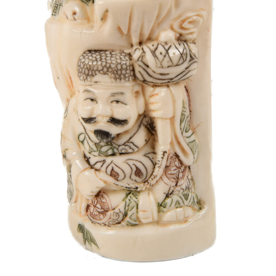 Warthog Tusk Carving with Four Figures-4