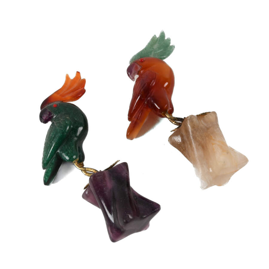 Pair of Birds with Semi-Precious Stones-5