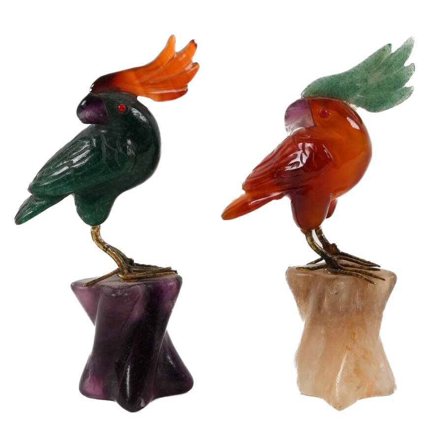 Pair of Birds with Semi-Precious Stones-4
