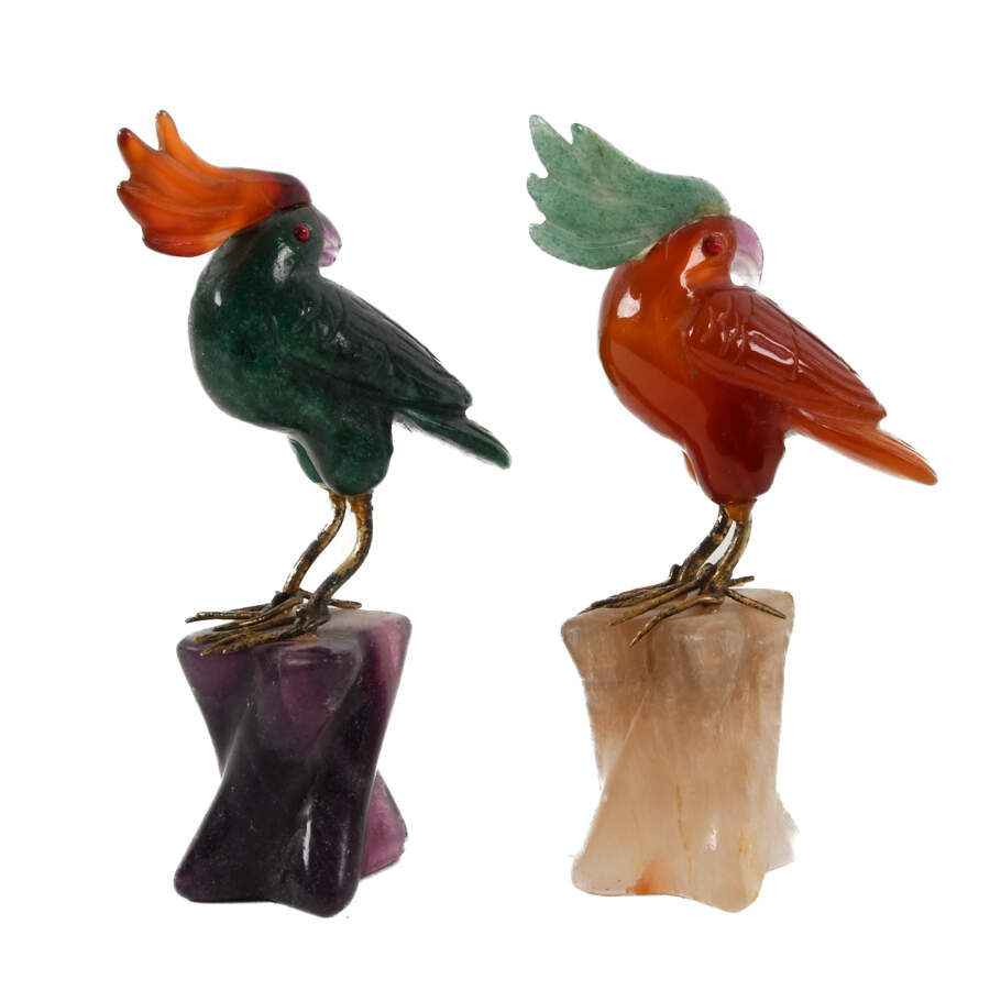Pair of Birds with Semi-Precious Stones-2