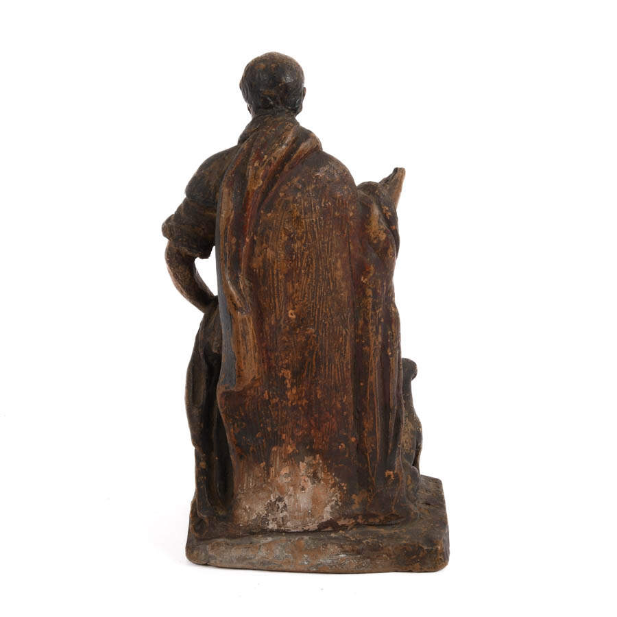 Antique European Polychrome Pottery Figure of Saint Roch-5