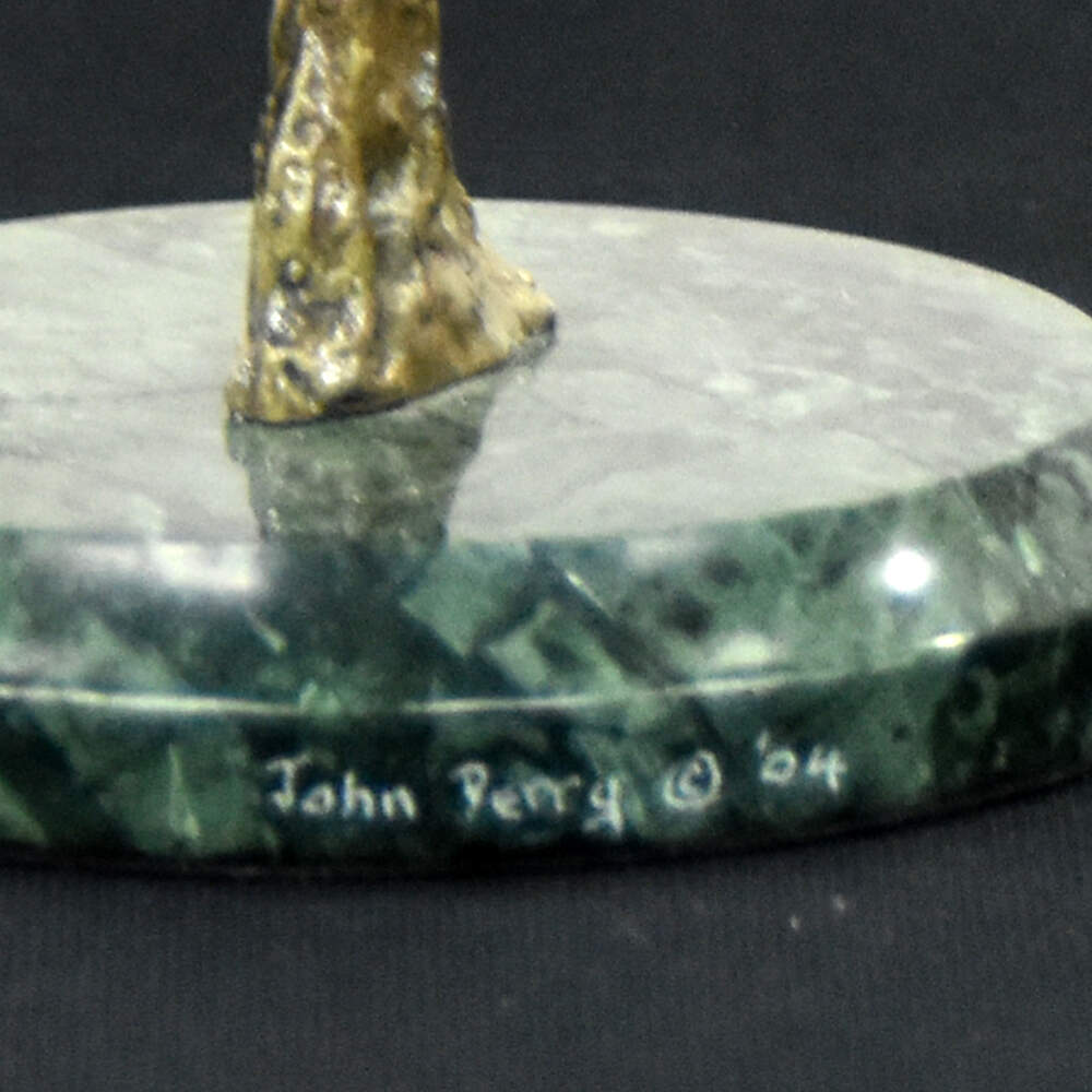Signed John Perry Cold Patinated Bronze Jumping Marlin on Base-8