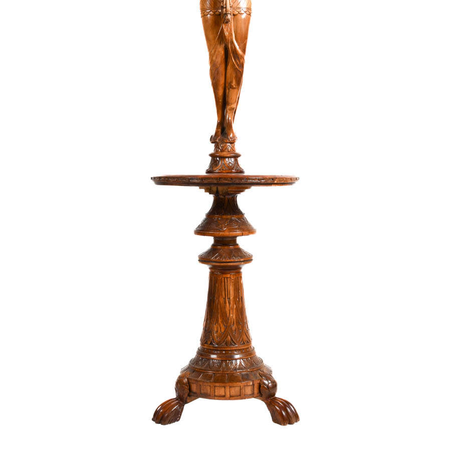 Carved Wood Egyptian Pedestal Table-3