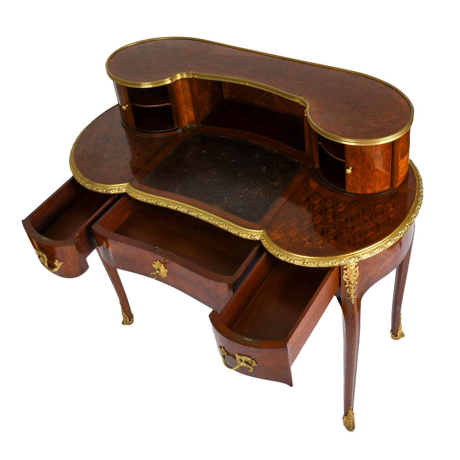 French Louis XVI-Style Ladies Mahogany and Gilt Ormolu Mounted Desk-8