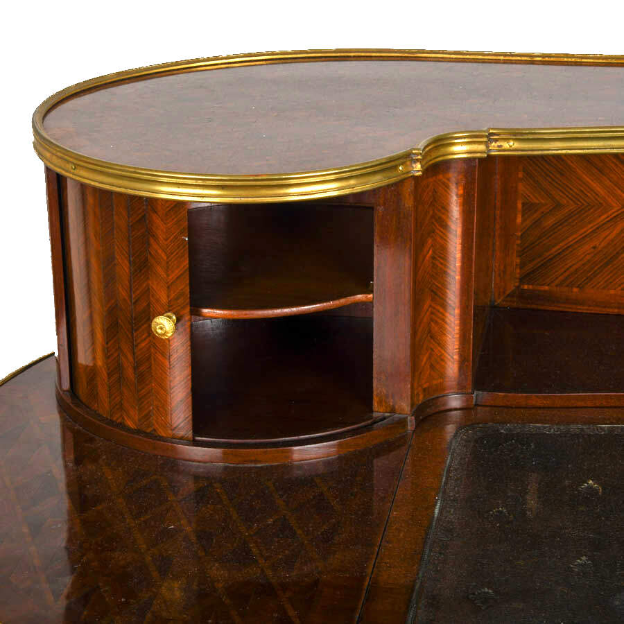 French Louis XVI-Style Ladies Mahogany and Gilt Ormolu Mounted Desk-3