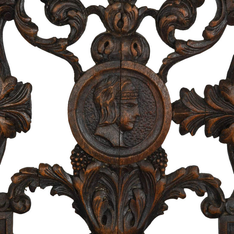 Italian Carved Walnut Figural Throne Chair-7