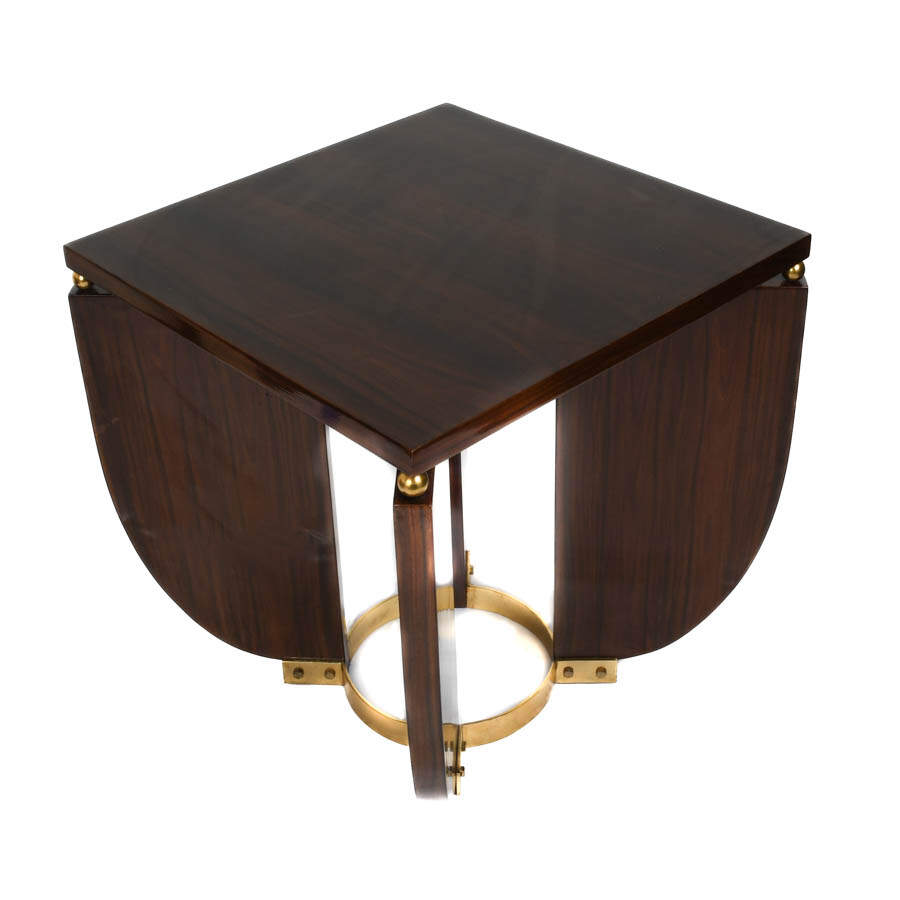 Pair of Mid-Century Modern Walnut Side Tables with Brass Mounts-5
