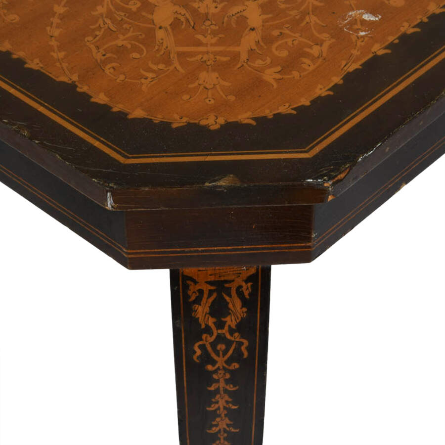 Italian Inlaid Wood Side Table-6