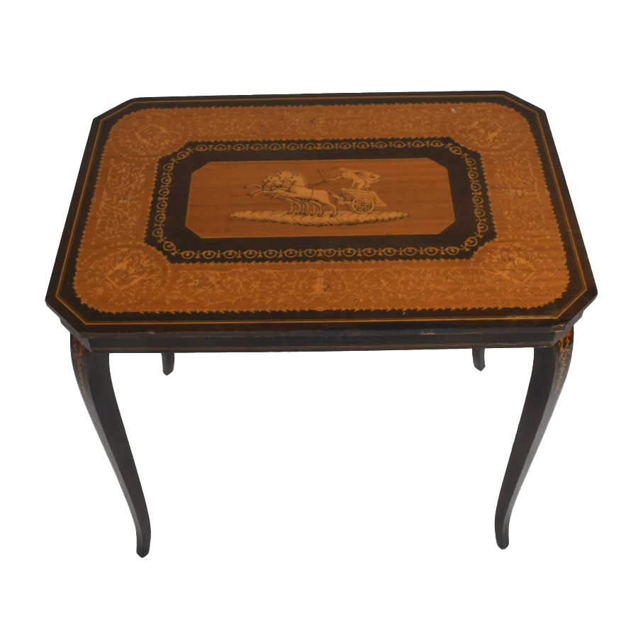 Italian Inlaid Wood Side Table-2