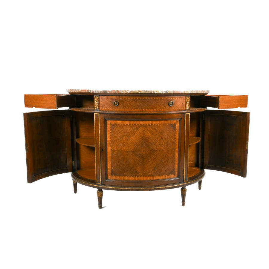 French Louis XVI-Style Inlaid Demi-Lune Commode-3