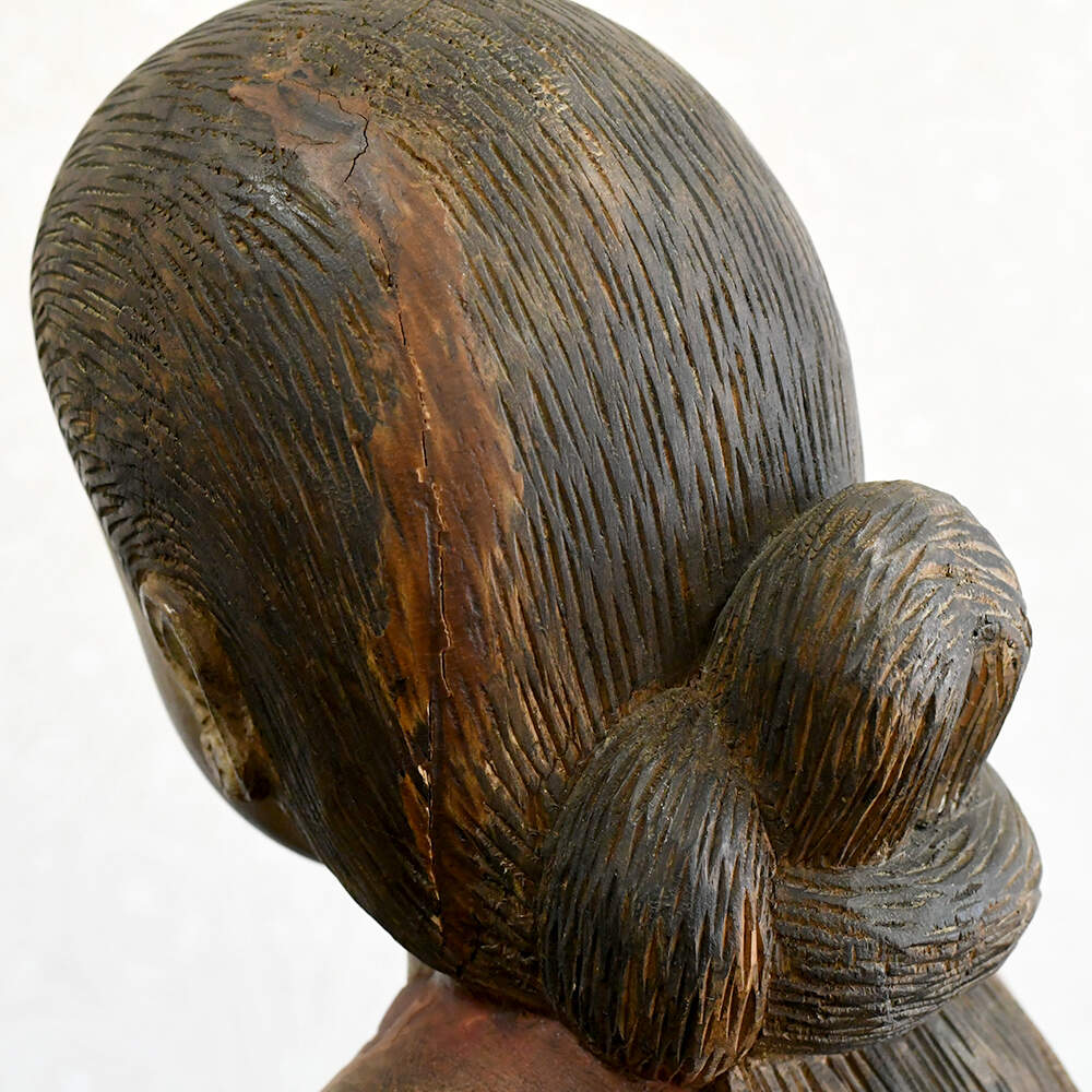 Hand-Carved Solid Wood Sculpture Mother and Baby-13