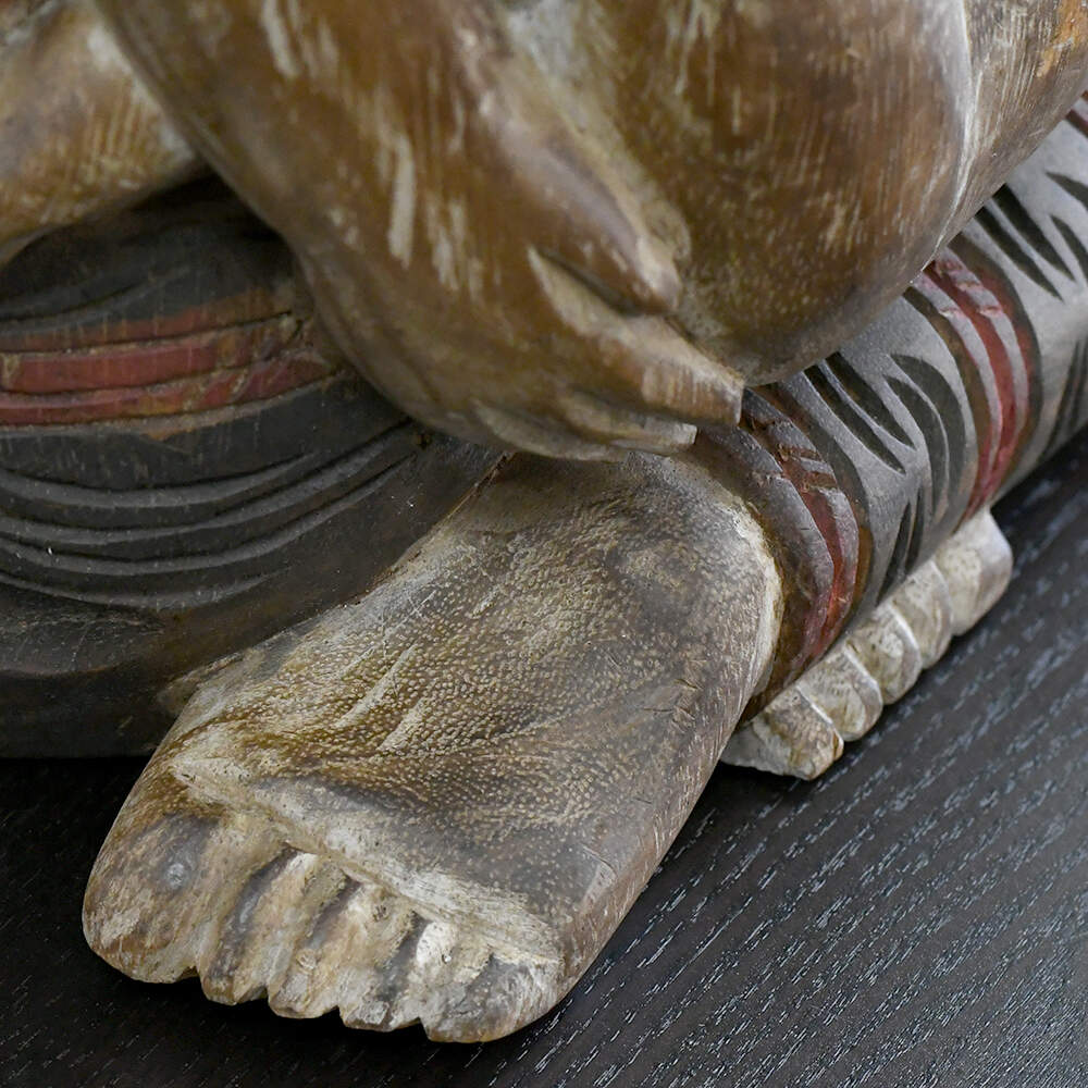 Hand-Carved Solid Wood Sculpture Mother and Baby-11