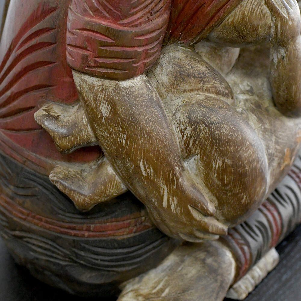 Hand-Carved Solid Wood Sculpture Mother and Baby-10