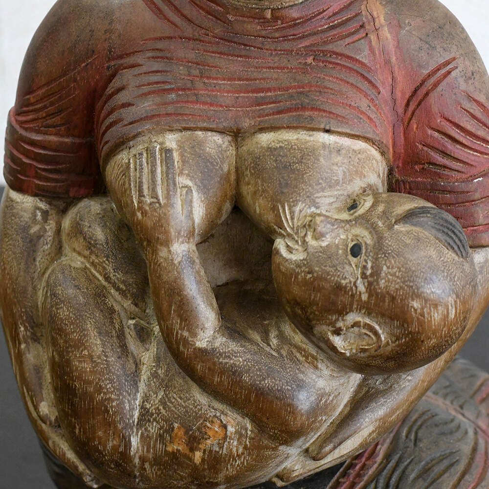 Hand-Carved Solid Wood Sculpture Mother and Baby-6