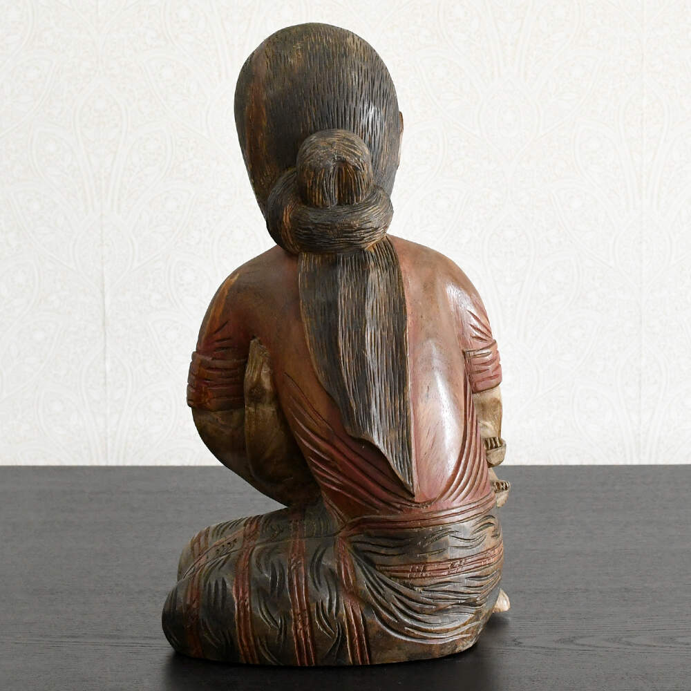 Hand-Carved Solid Wood Sculpture Mother and Baby-3