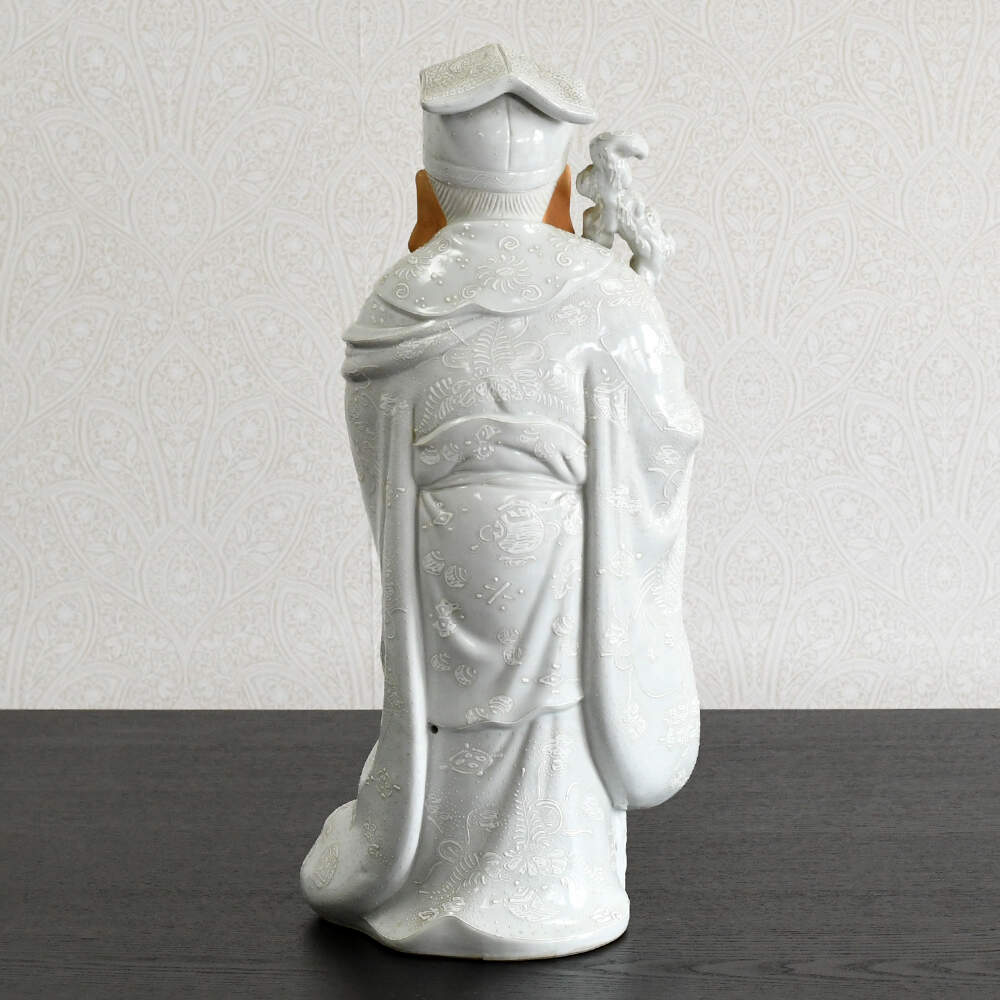 Clay and Porcelain Japanese Jurojin God of Longevity Statue-3