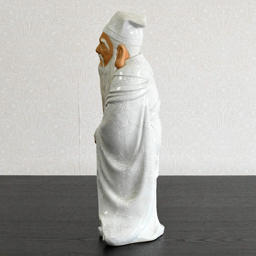 Clay and Porcelain Japanese Jurojin God of Longevity Statue-2