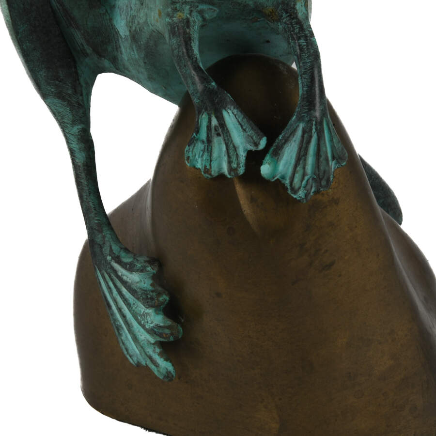 Bronze Verdigris Frog Resting on Rock by David Kay-6
