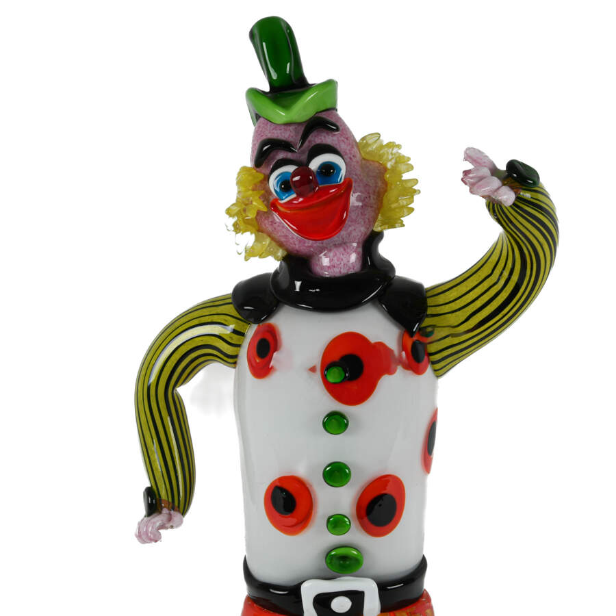Signed Oversized Venetian Murano Glass Clown Statue-6
