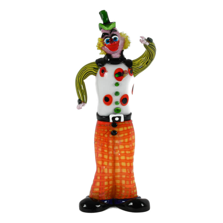 Signed Oversized Venetian Murano Glass Clown Statue-1