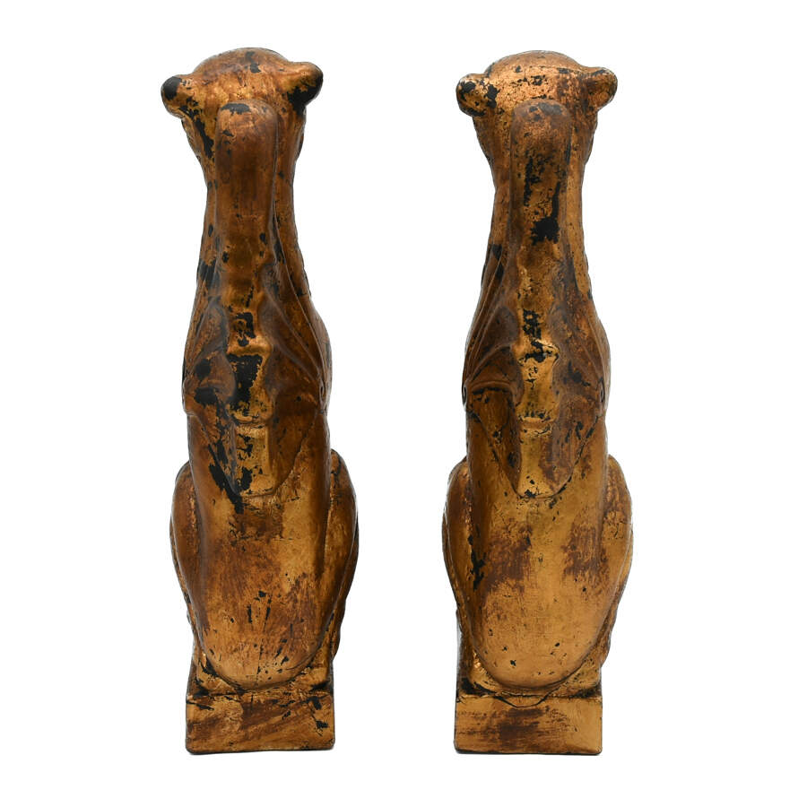 Antique Pair of Gilt Pottery Gargoyles-3