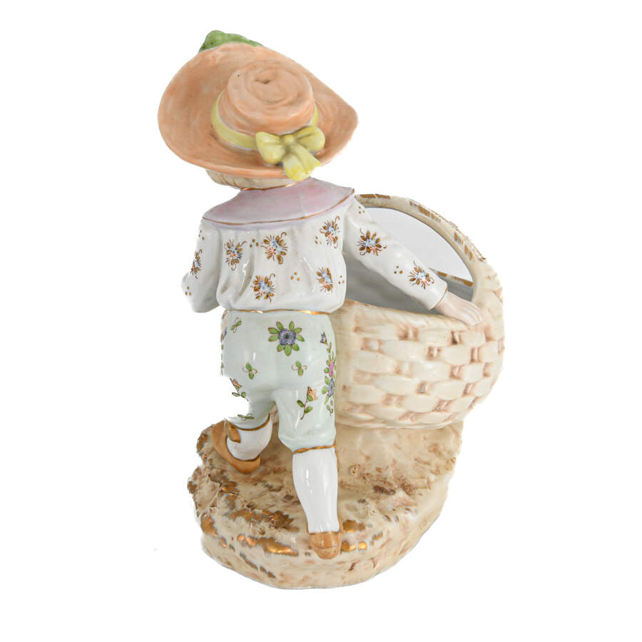 Dresden German Boy and Basket Grouping Figure-5