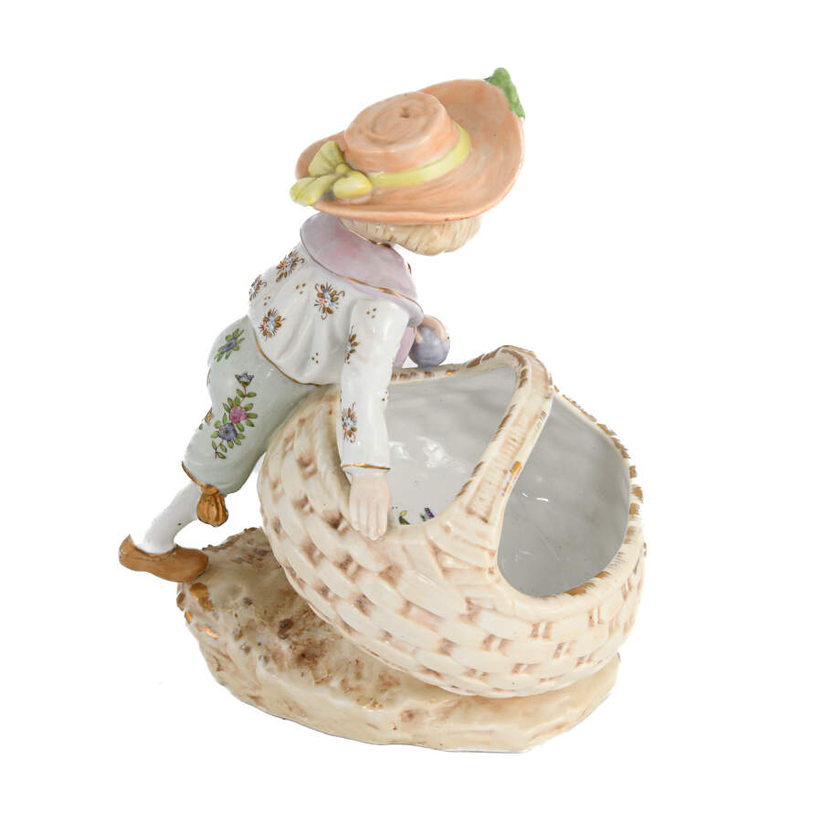 Dresden German Boy and Basket Grouping Figure-4